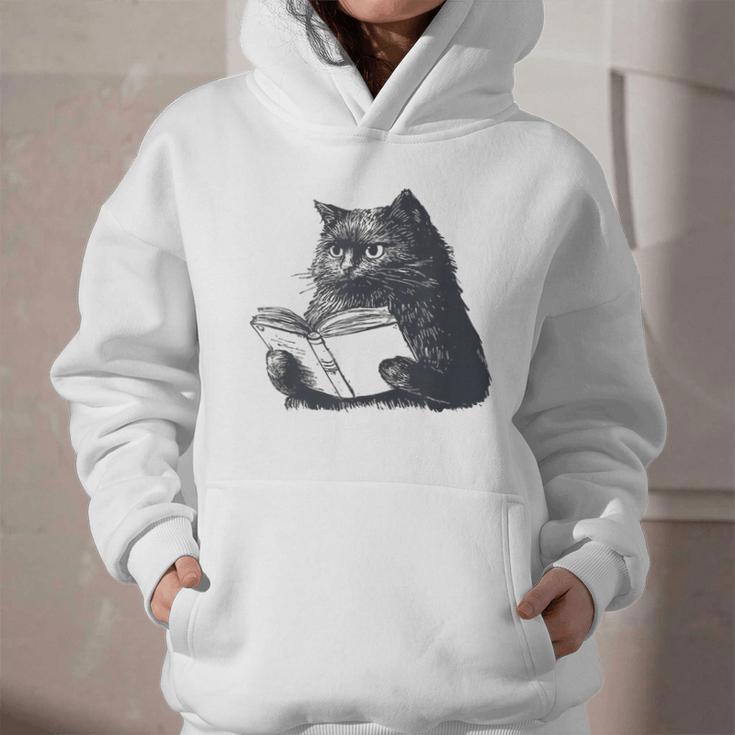 Reading Cat Cat Book Lover Graphic Youth Hoodie