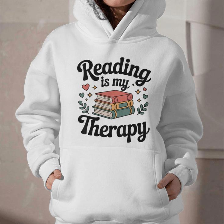 Reading Is My Therapy Book Lover Bookworm Graphic Youth Hoodie