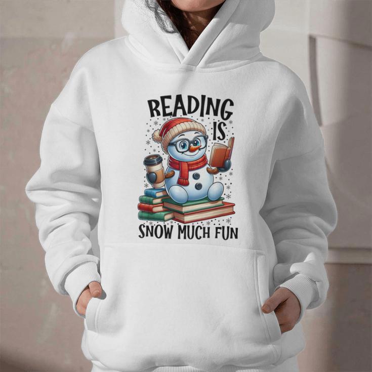 Reading Is Snow Much Fun Christmas Bookworm Snowman Reading Graphic Youth Hoodie