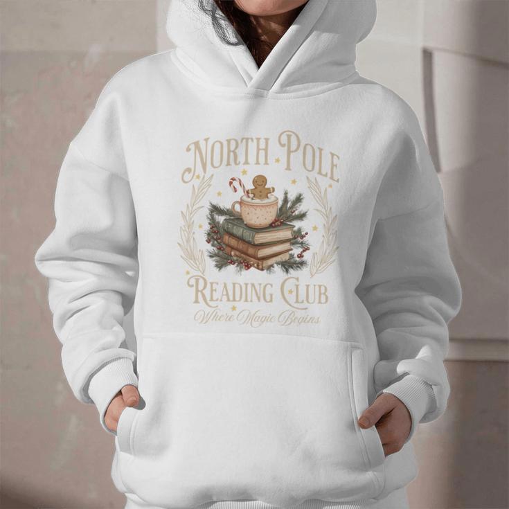 Retro North Pole Reading Club Hot Cocoa Book Lovers Xmas Graphic Youth Hoodie Retro North Pole Reading Club Hot Cocoa Book Lovers Xmas Graphic Youth Hoodie