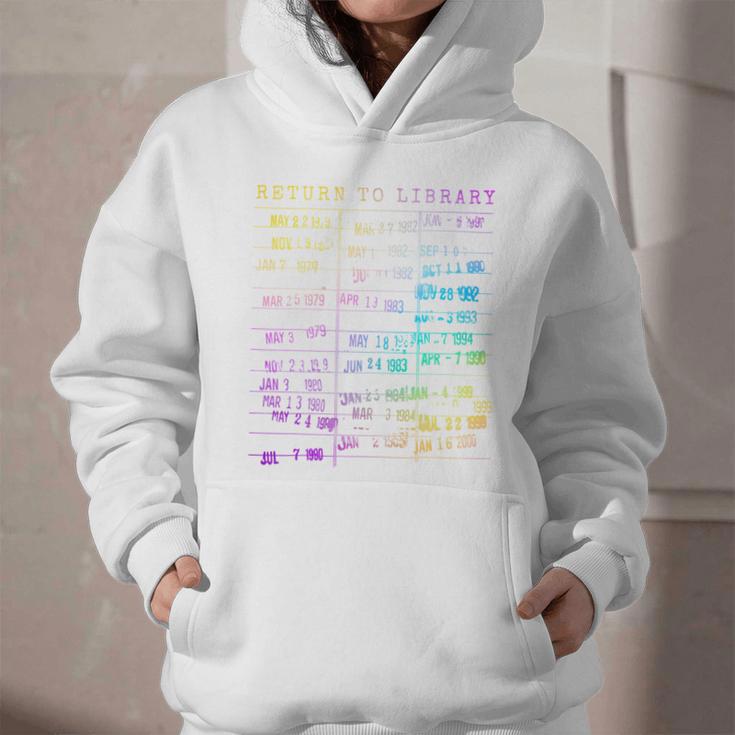 Return To Library Card Book Due Date Bookish Rainbow Reading Graphic Youth Hoodie