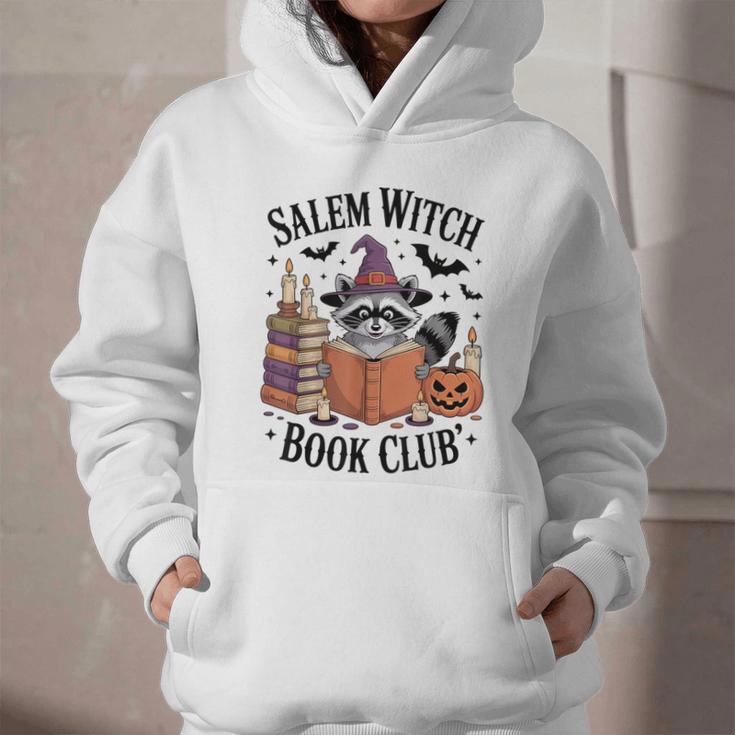 Salem WItch Book Club Halloween Raccoon Witch Reading Book Graphic Youth Hoodie