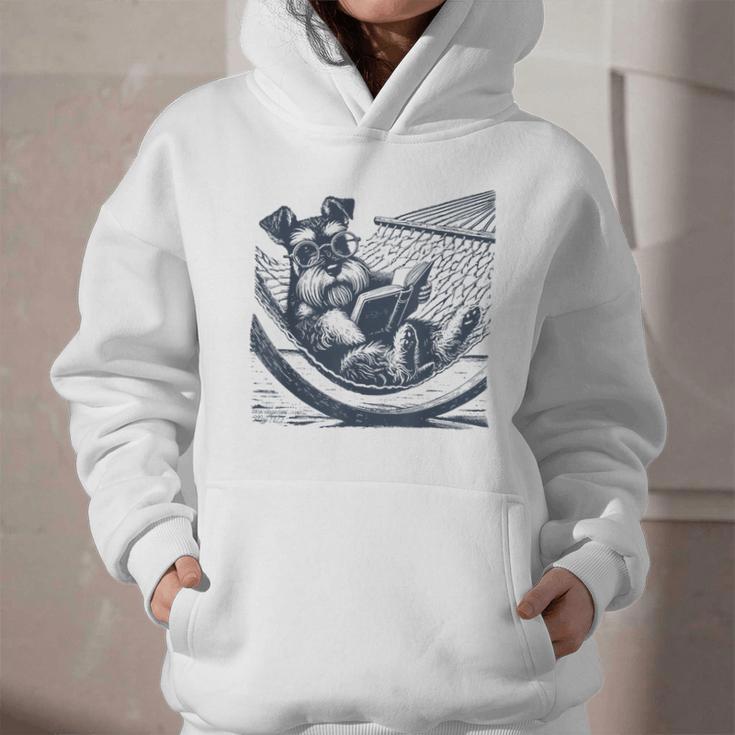 Schnauzer Hammock Reading Book Schnauzer Glasses Graphic Youth Hoodie