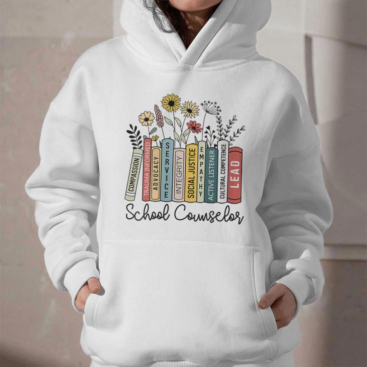 School Counselor Wildflower Book School Counseling Life Graphic Youth Hoodie