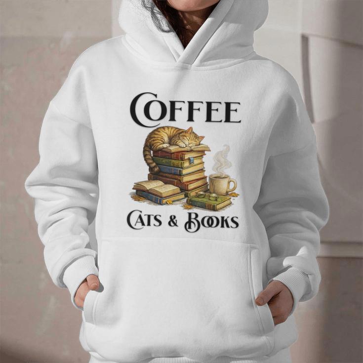 Sleeping Cat And Books With Coffee Lover Graphic Youth Hoodie Sleeping Cat And Books With Coffee Lover Graphic Youth Hoodie
