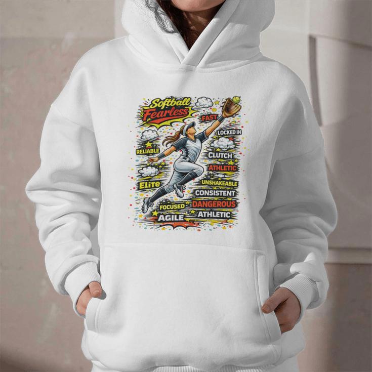 Softball Outfielder Best Traits Brave Retro Comic Book Art Premium Tri-Blend Graphic Youth Hoodie