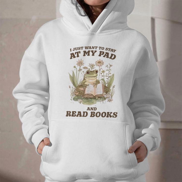 Stay At My Pad And Read Books Frog Introvert Reading Graphic Youth Hoodie