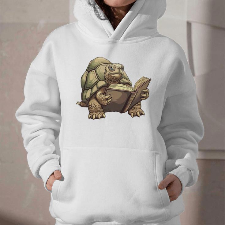 Sulcata Tortoise Reading A Book Graphic Youth Hoodie