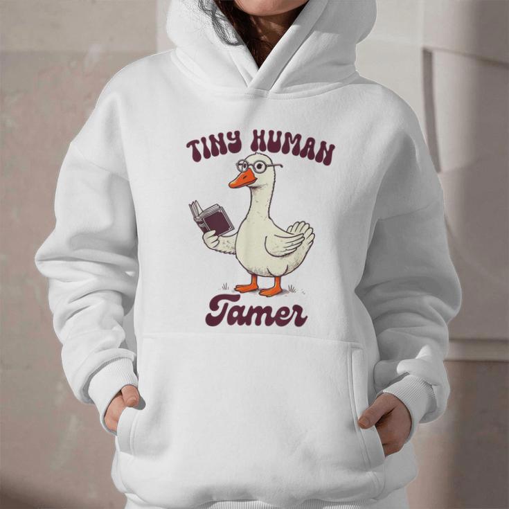 Teacher Silly Goose Reading Book Teaching Tiny Human Tamer Graphic Youth Hoodie