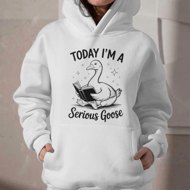 Today I'm A Serious Goose Animal Reading Book Lovers Graphic Youth Hoodie