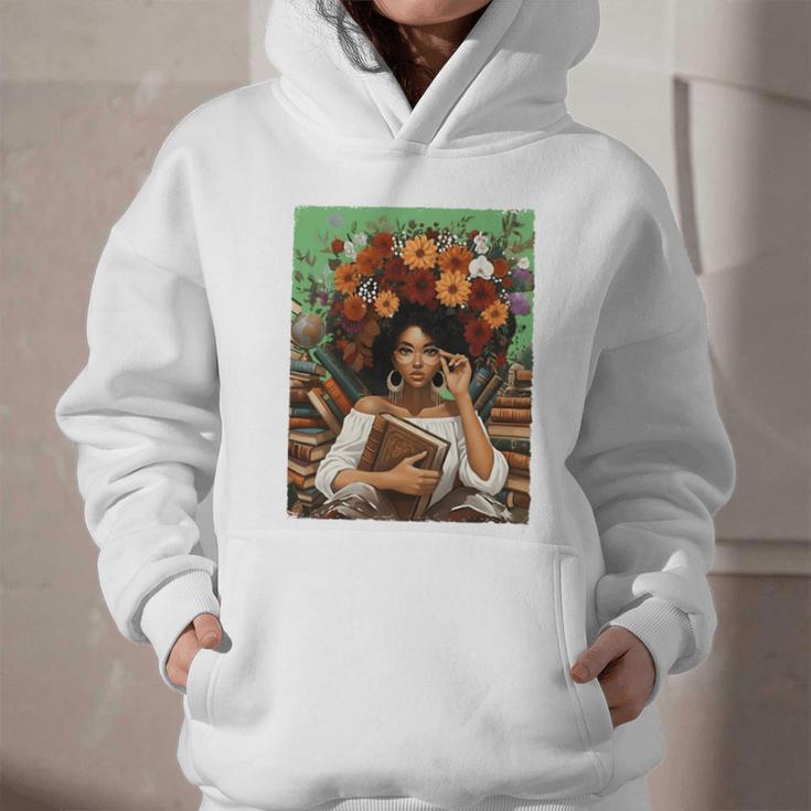 History Month Black Afro Girl Women Book Lovers Floral Graphic Youth Hoodie