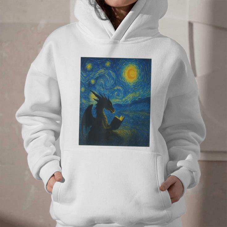 Van Gogh Starry Night Fantasy Reader Dragon Reading Book Graphic Youth Hoodie Van Gogh Starry Night Fantasy Reader Dragon Reading Book Graphic Youth Hoodie