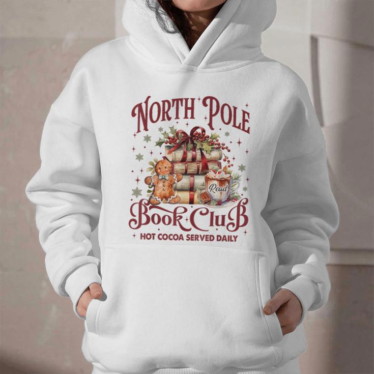Vintage Retro North Pole Book Club Hot Cocoa Graphic Youth Hoodie