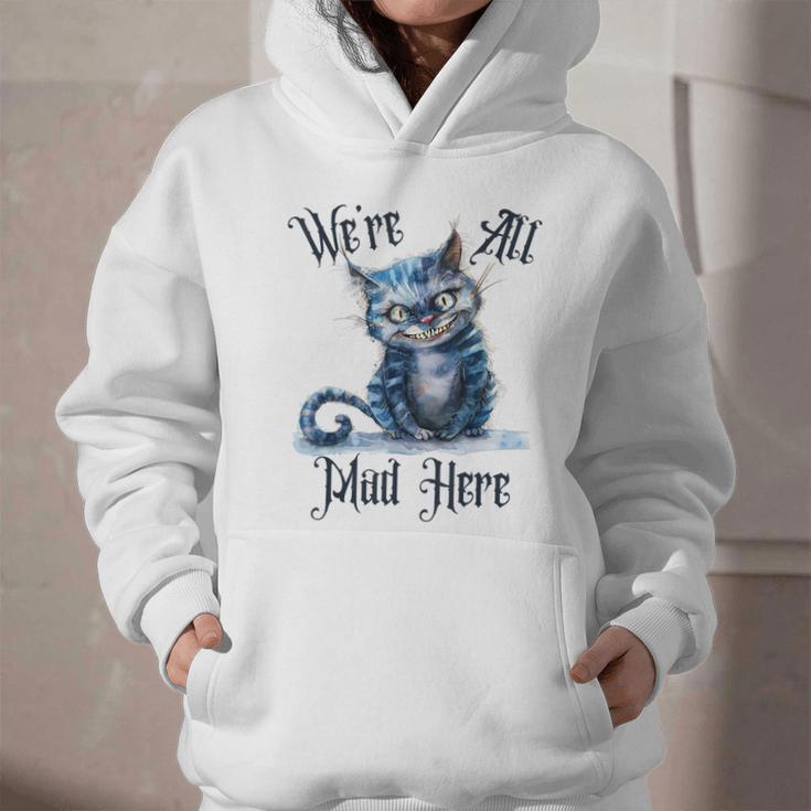 We'Re All Mad Here Cheshire Cat Alice Wonderland Book Kids Graphic Youth Hoodie