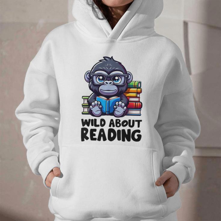 Wild About Reading Book Lover Gorilla Graphic Youth Hoodie