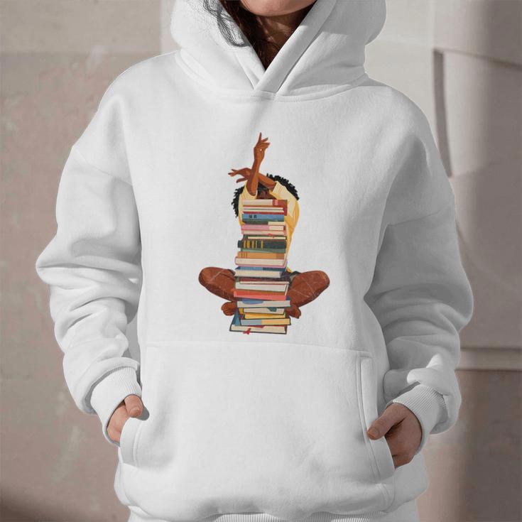 Woman And Books Stack Afro Girl Book Lover Premium Tri-Blend Graphic Youth Hoodie