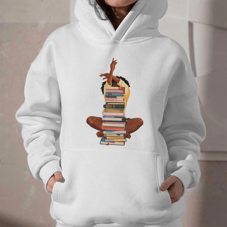 Woman And Books Stack Afro Girl Book Lover Graphic Youth Hoodie