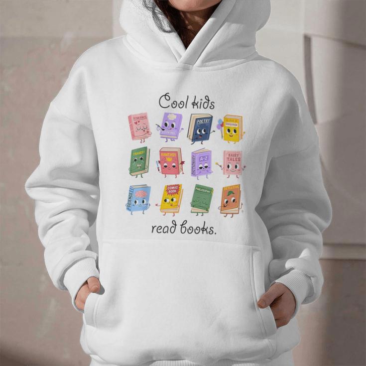 Women Cool Kids Read Books Teacher Back To School Librarian Graphic Youth Hoodie