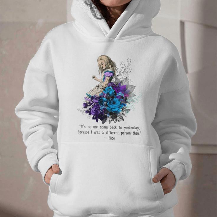 Women's Vintage Book Quote It’s No Use Going Back To Yesterday Graphic Youth Hoodie Women's Vintage Book Quote It’s No Use Going Back To Yesterday Graphic Youth Hoodie