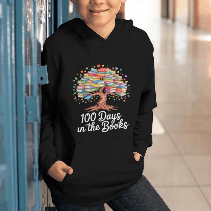 100th Day Of School Books Tree Reading Graphic Youth Hoodie 100th Day Of School Books Tree Reading Graphic Youth Hoodie