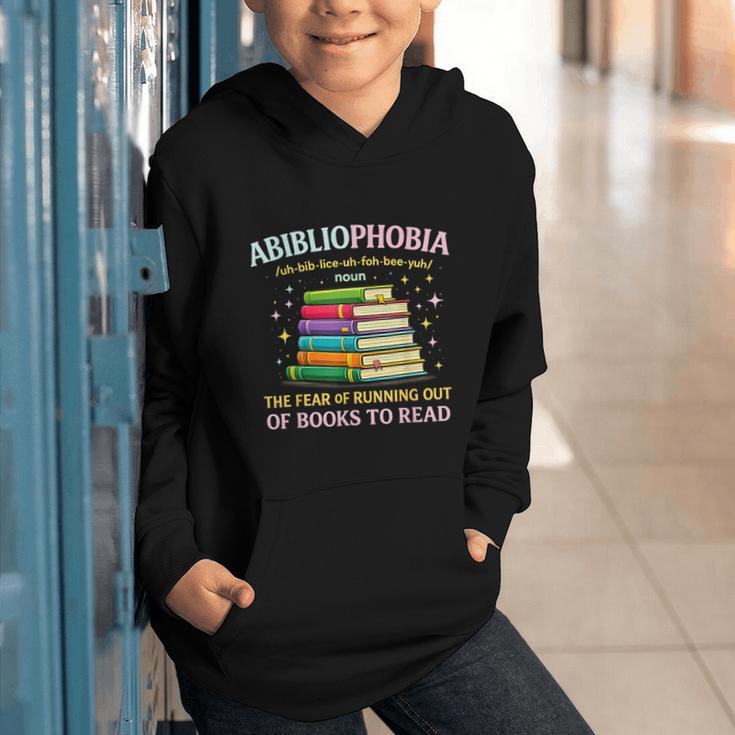 Abibliophobia Bibliophilia Abibliophobia Book Lovers Graphic Youth Hoodie