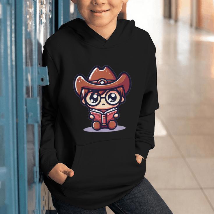 Adorable Book Lover Cowboy With Reading Glasses Cute Graphic Youth Hoodie Adorable Book Lover Cowboy With Reading Glasses Cute Graphic Youth Hoodie