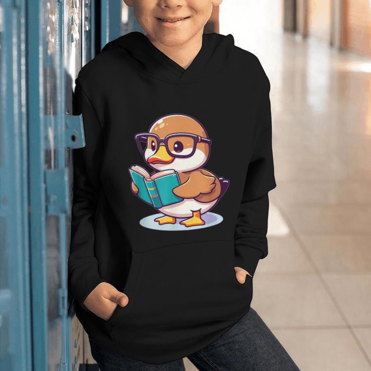 Adorable Book Lover Mallard Duck With Reading Glasses Cute Graphic Youth Hoodie Adorable Book Lover Mallard Duck With Reading Glasses Cute Graphic Youth Hoodie