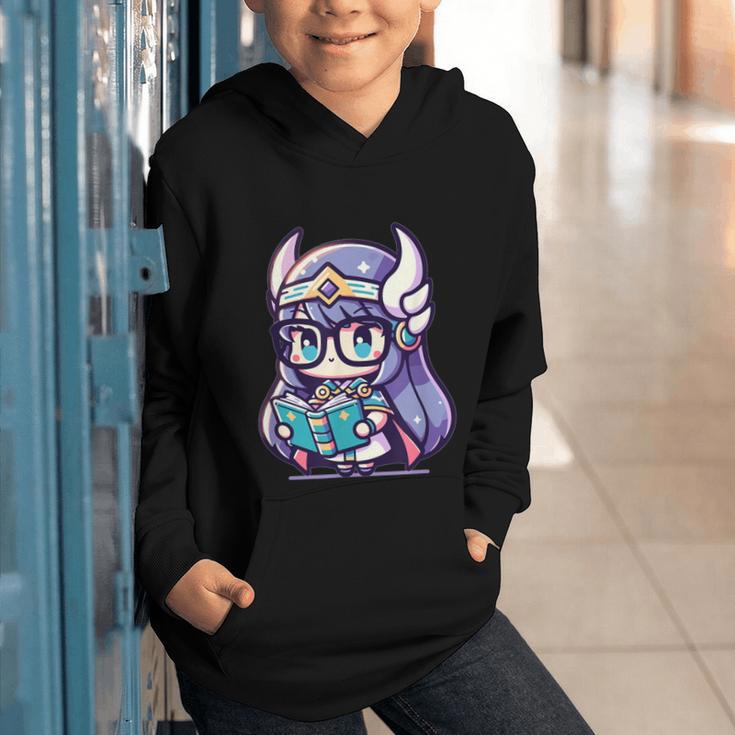 Adorable Book Lover Valkyrie With Reading Glasses Cute Graphic Youth Hoodie Adorable Book Lover Valkyrie With Reading Glasses Cute Graphic Youth Hoodie