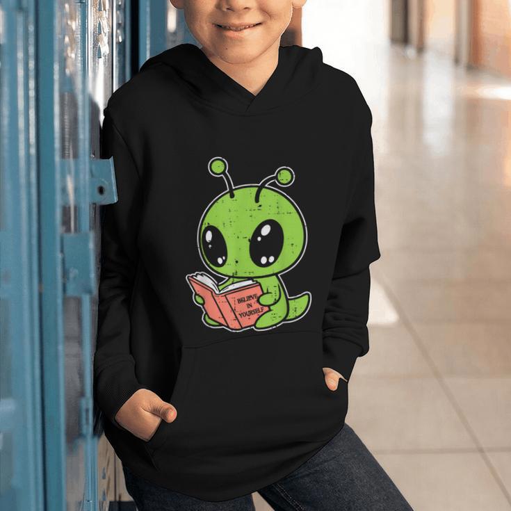 Alien Reading Book Believe In Yourself Kids Women Men Graphic Youth Hoodie