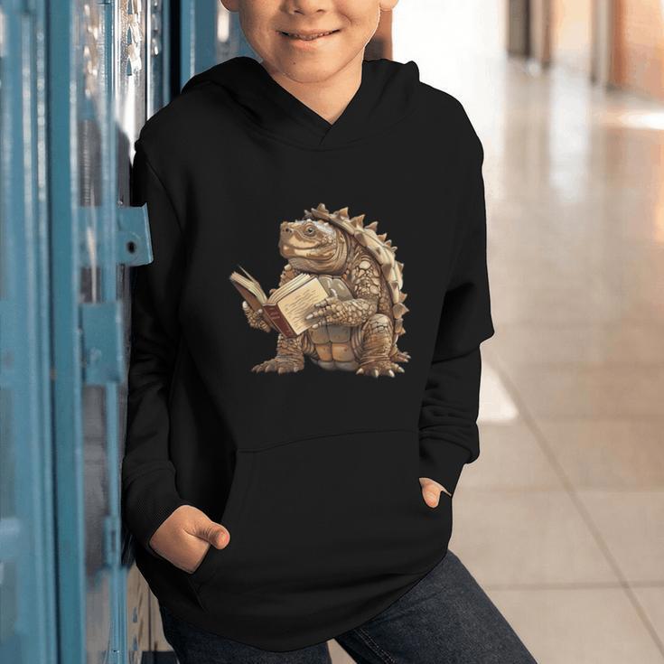 Alligator Snapping Turtle Reading A Book Graphic Youth Hoodie