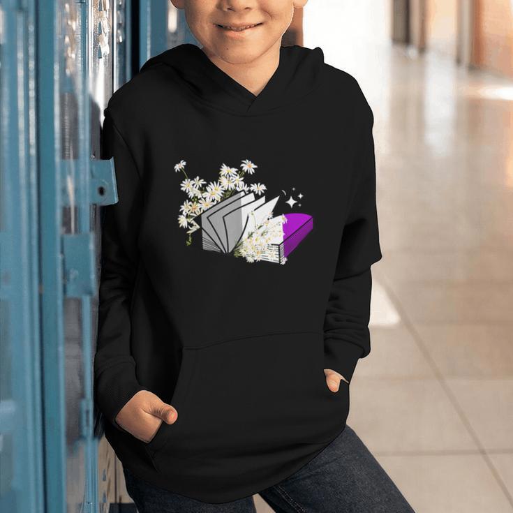 Asexual Book Lover LGBT Reading Pride Ace Flag Daisy Graphic Youth Hoodie