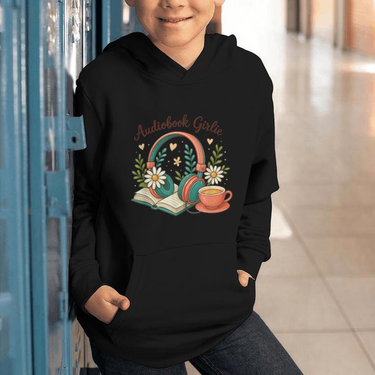Audiobook Girlie Headphones Book Tea Love Graphic Youth Hoodie