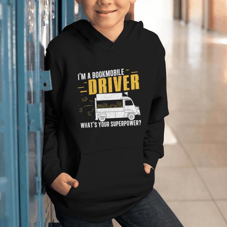 Awesome Bookmobile Driver What's Your Superpower Book Wagon Graphic Youth Hoodie Awesome Bookmobile Driver What's Your Superpower Book Wagon Graphic Youth Hoodie