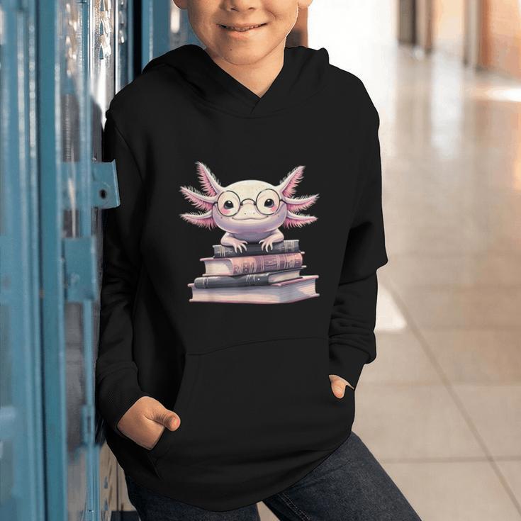 Axolotl Books Readsalotl Reading Bookworm Kawaii Axolotl Graphic Youth Hoodie