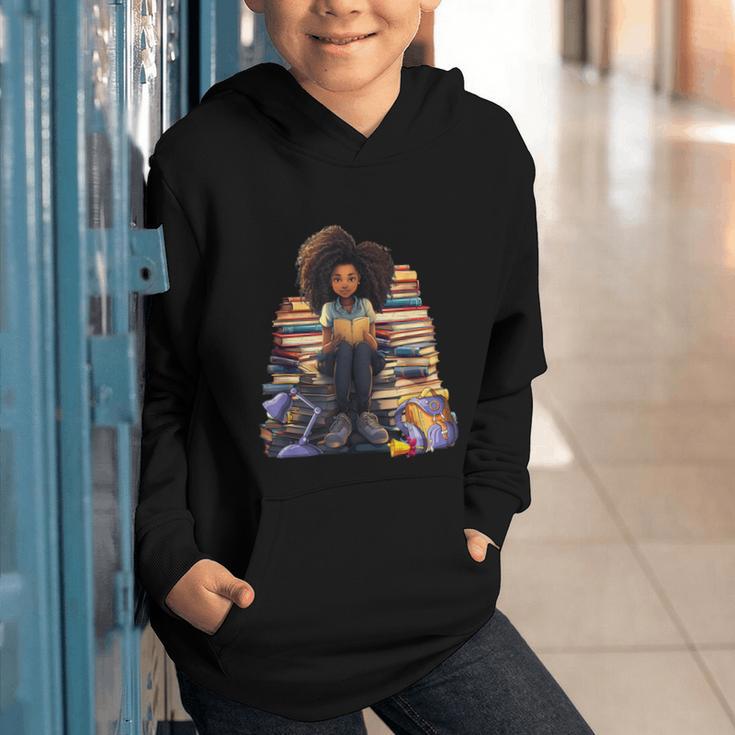Back To School Afro Melanin Girl Reading Book Bookworm Graphic Youth Hoodie Back To School Afro Melanin Girl Reading Book Bookworm Graphic Youth Hoodie