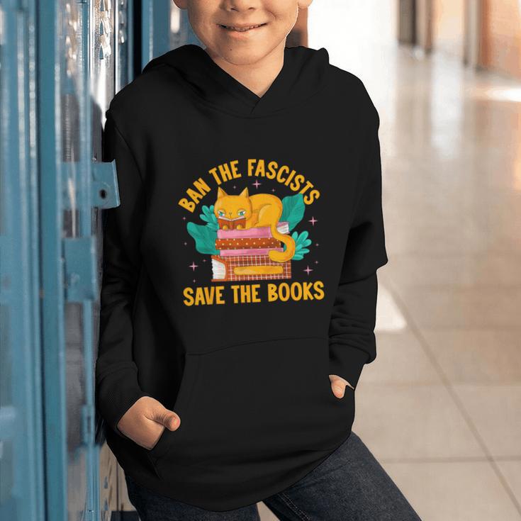 Ban The Fascist Save The Books For a Book Fan Graphic Youth Hoodie