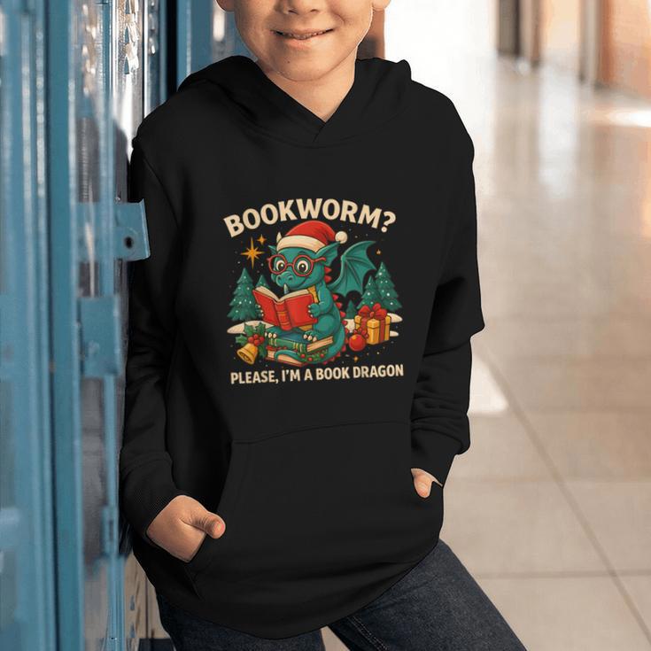 Book Dragon Christmas Reading For Fantasy Lovers Graphic Youth Hoodie Book Dragon Christmas Reading For Fantasy Lovers Graphic Youth Hoodie