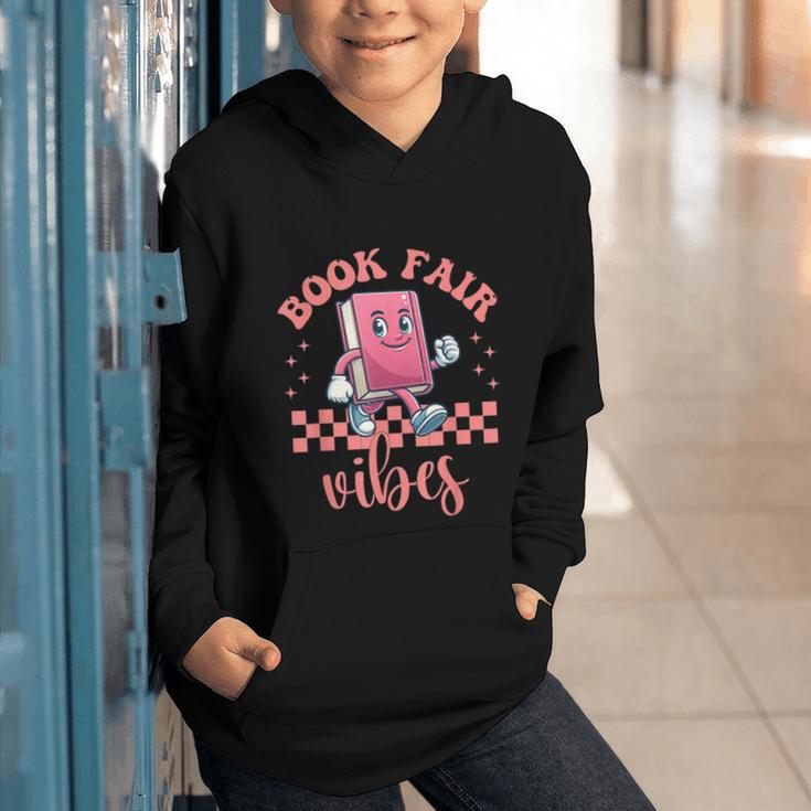 Book Fair Vibes School Librarian Retro 70s Reading Bookworm Graphic Youth Hoodie