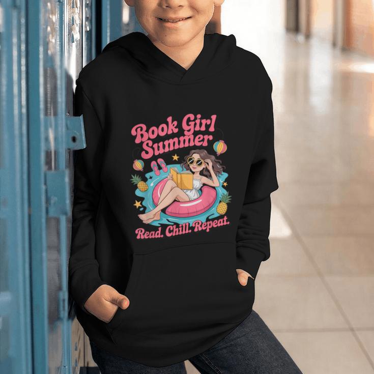 Book Girl Summer Beach Vacation Book Lover Graphic Youth Hoodie