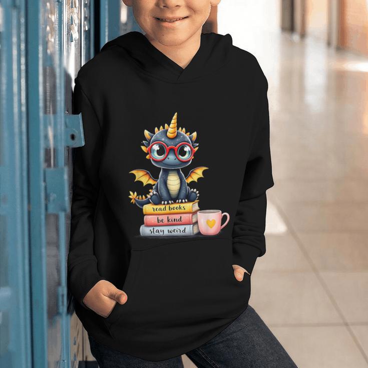 Book Lover Cute Baby Dragon Reading Graphic Youth Hoodie