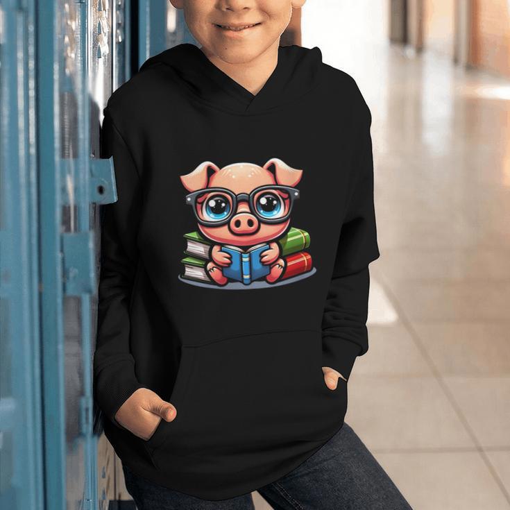 Book Lover Reading Pig Graphic Youth Hoodie Book Lover Reading Pig Graphic Youth Hoodie