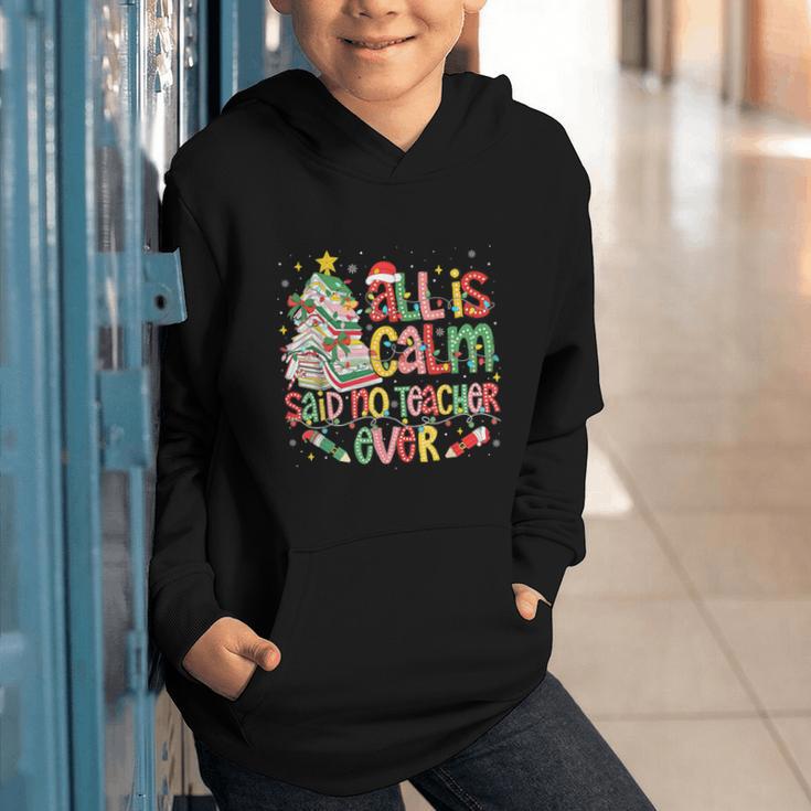 Book Tree All Is Calm Said No Teacher Ever Christmas Graphic Youth Hoodie Book Tree All Is Calm Said No Teacher Ever Christmas Graphic Youth Hoodie