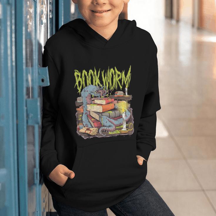 Graphic Book Worm Monster Horror Reading Book Lover Graphic Youth Hoodie