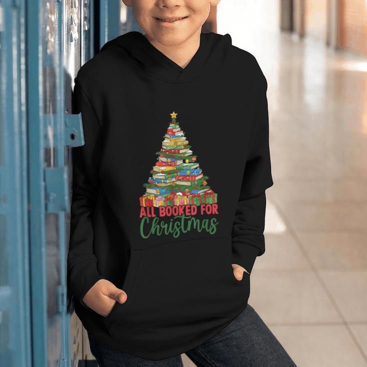 All Booked For Christmas Reading Books Librarian Holiday Graphic Youth Hoodie