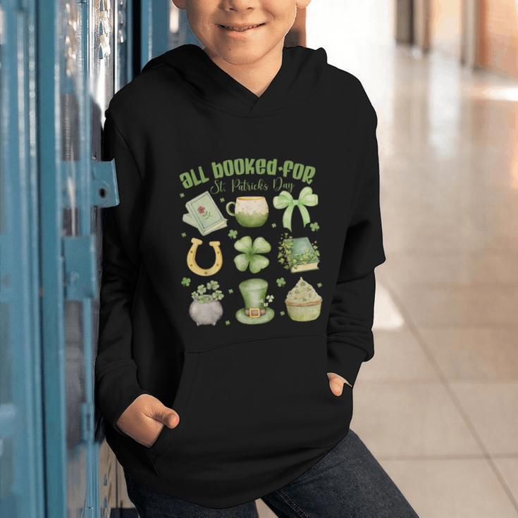ALL Booked For St Patricks Day Bookish Leprechaun Bookworm Graphic Youth Hoodie