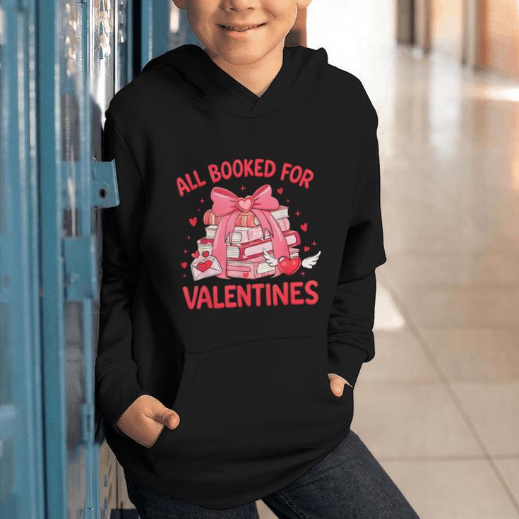 All Booked For Valentine Bow Books Lover Teacher Girl Women Graphic Youth Hoodie
