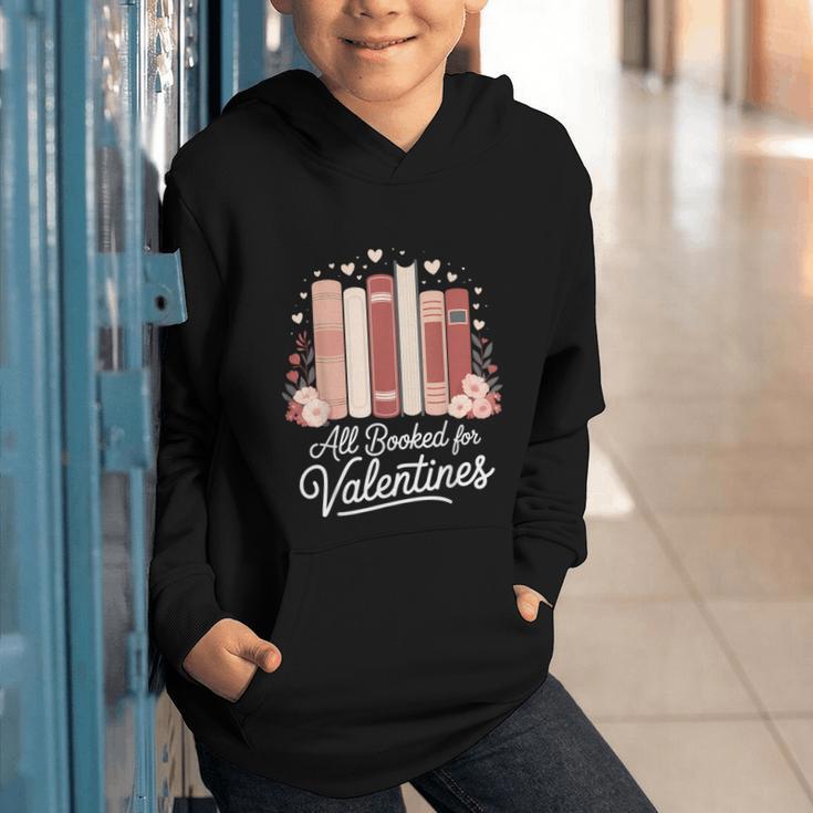 All Booked For Valentines Book Lovers Hearts Graphic Youth Hoodie