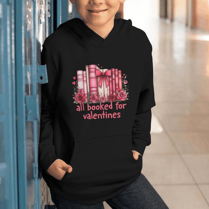 All Booked For Valentines Coquette Bow Book Lover Bookworm Graphic Youth Hoodie