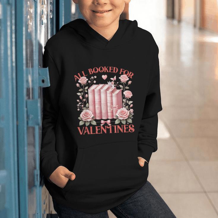 All Booked For Valentines Shirt Romantic Cupid Roses Books Graphic Youth Hoodie