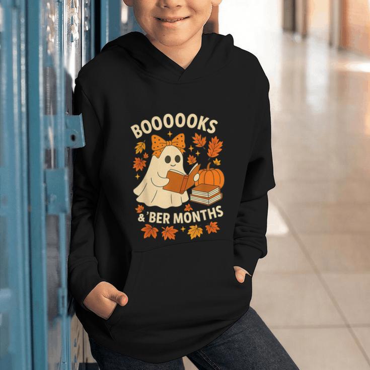 Books And BER Months Fall Librarian Reading Halloween Graphic Youth Hoodie Books And BER Months Fall Librarian Reading Halloween Graphic Youth Hoodie